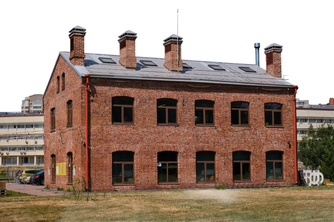 A brick depot building